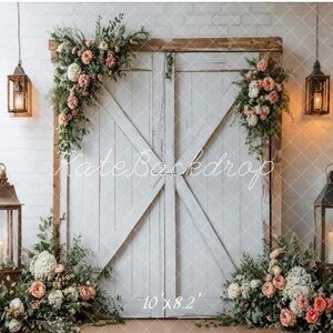 Rustic White and Brown Floral Backdrop